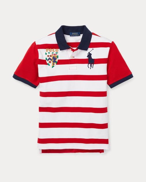 Striped cotton 2025 mesh polo shirt